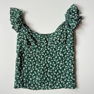 Reformation Lisbon Smocked back flutter sleeve blouse top floral size 10